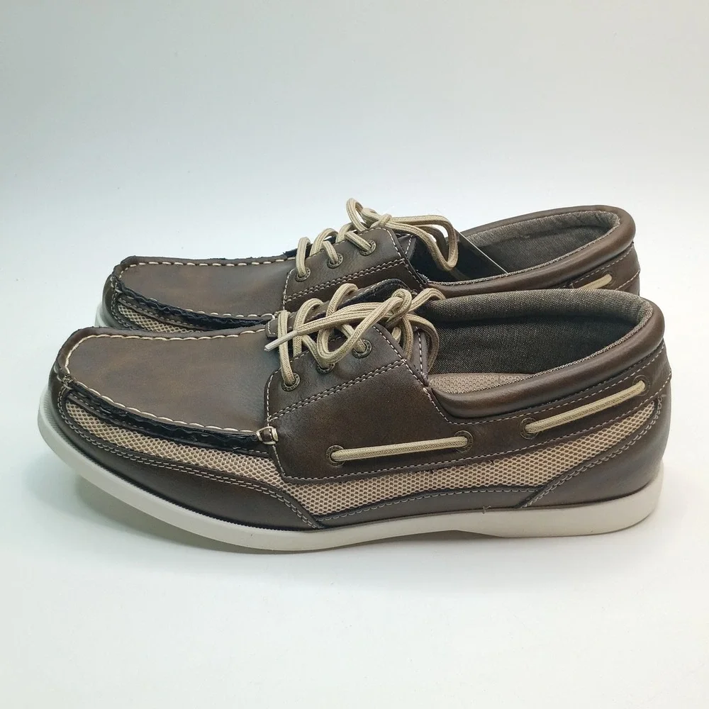 Chaps Kanas Boat Shoe Men Size 10 Brown Memory Foam Loafer